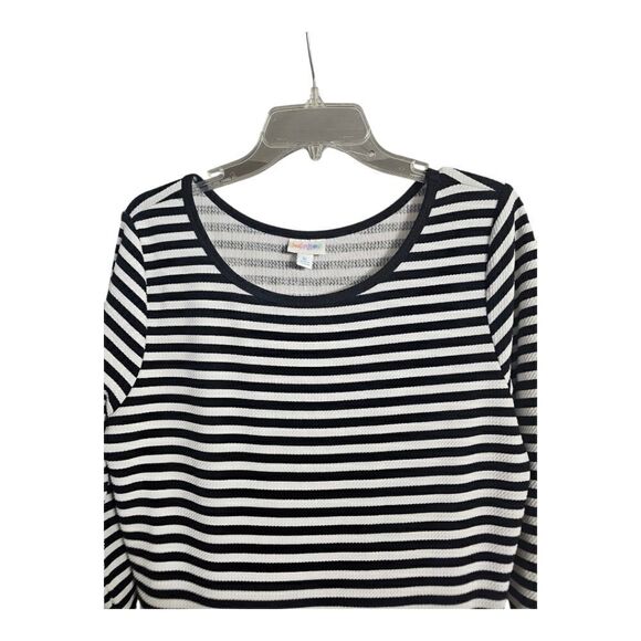 LULAROE Georgia Midi Dress Black/White Striped Tiered Ruffle - Size XL - Picture 3 of 9